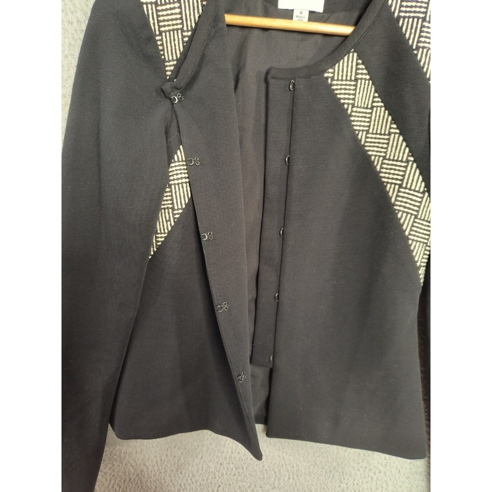 By Smith New York‎ USA Black Geometric Panel Hook Front Designer Jacket Size 0 - Picture 6 of 13